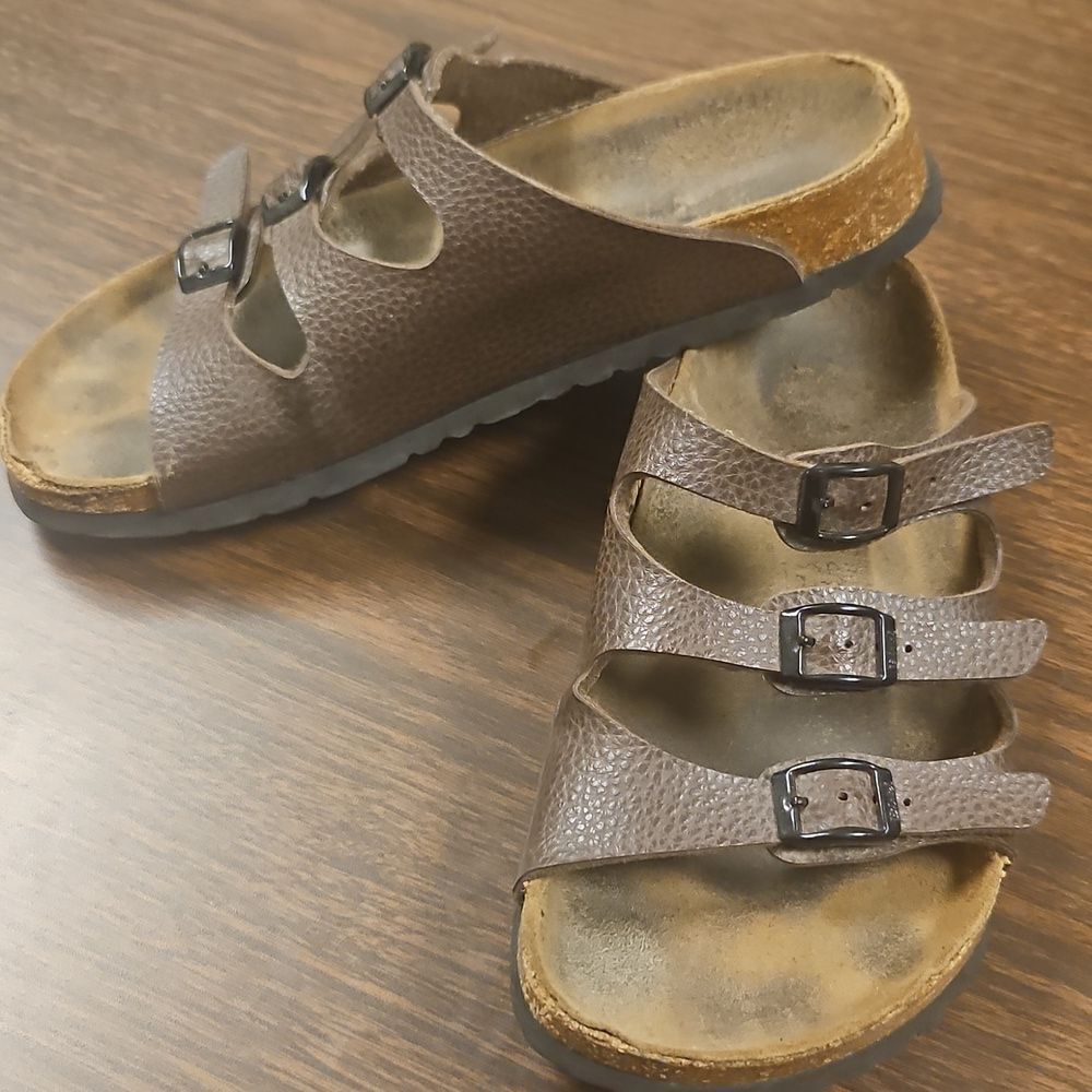 Birkenstock Birki’s Women’s Sandals Brown Leather 4-Strap Size 38 (US 7-7.5)